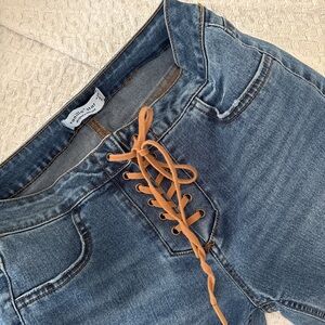 Vintage 90s Denim Lace-Up Jeans